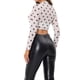 thumbnail image 4 of INSPIRAR CHIC Día de San Valentín Top Corto de Mujer Semi-Translúcido de Manga Larga Cuello Redondo Blusa XL Negro y Blanco, 4 of 6