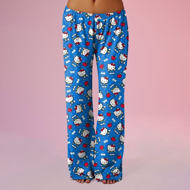 Pantalones de pijama Sanrio Hello Kitty Pajamas Pants for Womens Cute Hello Kitty Pajama Pants Printed Home Pants Sleeping Pajama Pants Spring Long Pants Pajama Pants Yoga Pants