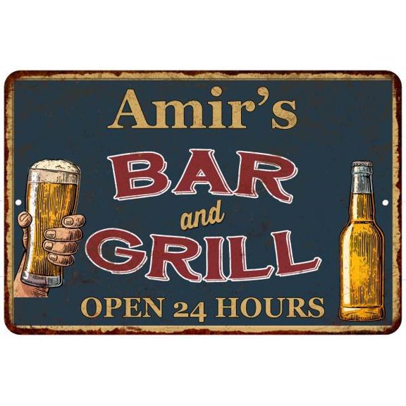 Amir's Green Bar and Grill Sign 8 x 12 High Gloss Metal 208120044086