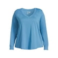 thumbnail image 5 of Terra & Sky Women's Plus Size V-Neck Tee with Long Sleeves, 5 of 5