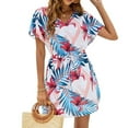 thumbnail image 4 of Jusqu'à 65 % de Rabais! Robes d'Été Mode pour Femmes 2024 Grande Taille Décontractées Amples Imprimées Robe de Plage Robe d'Été Col en V Manches Courtes Robes, 4 of 7