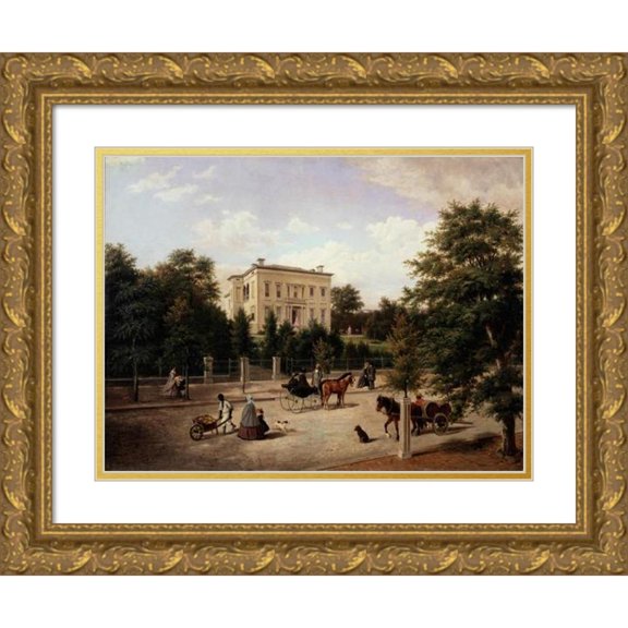 Henry Lewis 14x11 Gold Ornate Wood Frame and Double Matted Museum Art Print Titled - A Street in Saint Louis (1863)