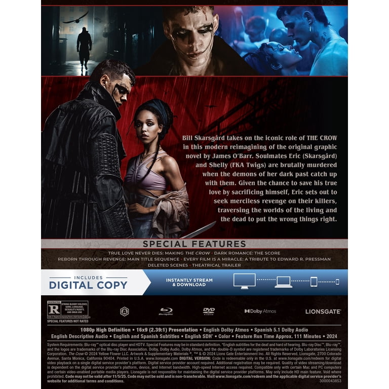 Lionsgate The Crow 2024 Blu-ray + DVD + Digital Action - Walmart.com