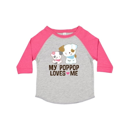 

Inktastic My Pop Pop Loves Me Granddaughter Puppy Gift Toddler Toddler Girl T-Shirt