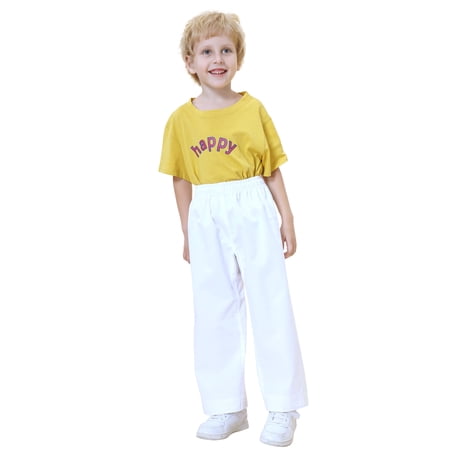 TOPTIE Adult Kids Karate Pants Martial Arts Pants Student Karate Gi Pants-White-Size 3