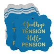 thumbnail image 3 of Inkdotpot Pack Of 100 Good Bye Tension Hello Pension Retirement Paper Tags DIY Craft Bracket Shape Real Gold Foil Hang Tags, 3 of 7