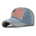 thumbnail image 2 of Odeerbi 4th of July Patriotic Baseball Cap for Men Women 2025 Fashion Retro Metal Drill Flag Letter Print Hat Blue, 2 of 9