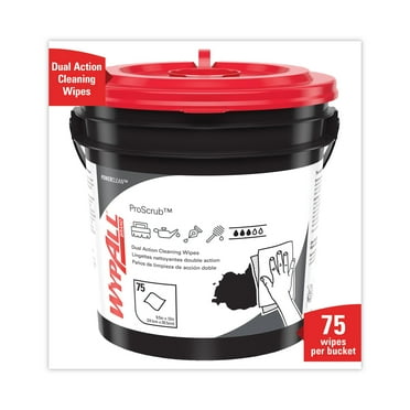 1PC WypAll Power Clean ProScrub Pre-Saturated Wipes, Cloth, 9.5 x 12, Citrus Scent, Green, 75/Bucket