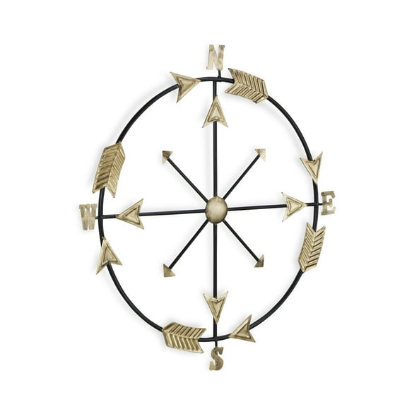 Contemporary Home Living 26.25" Gold and Black Round Wall Compass