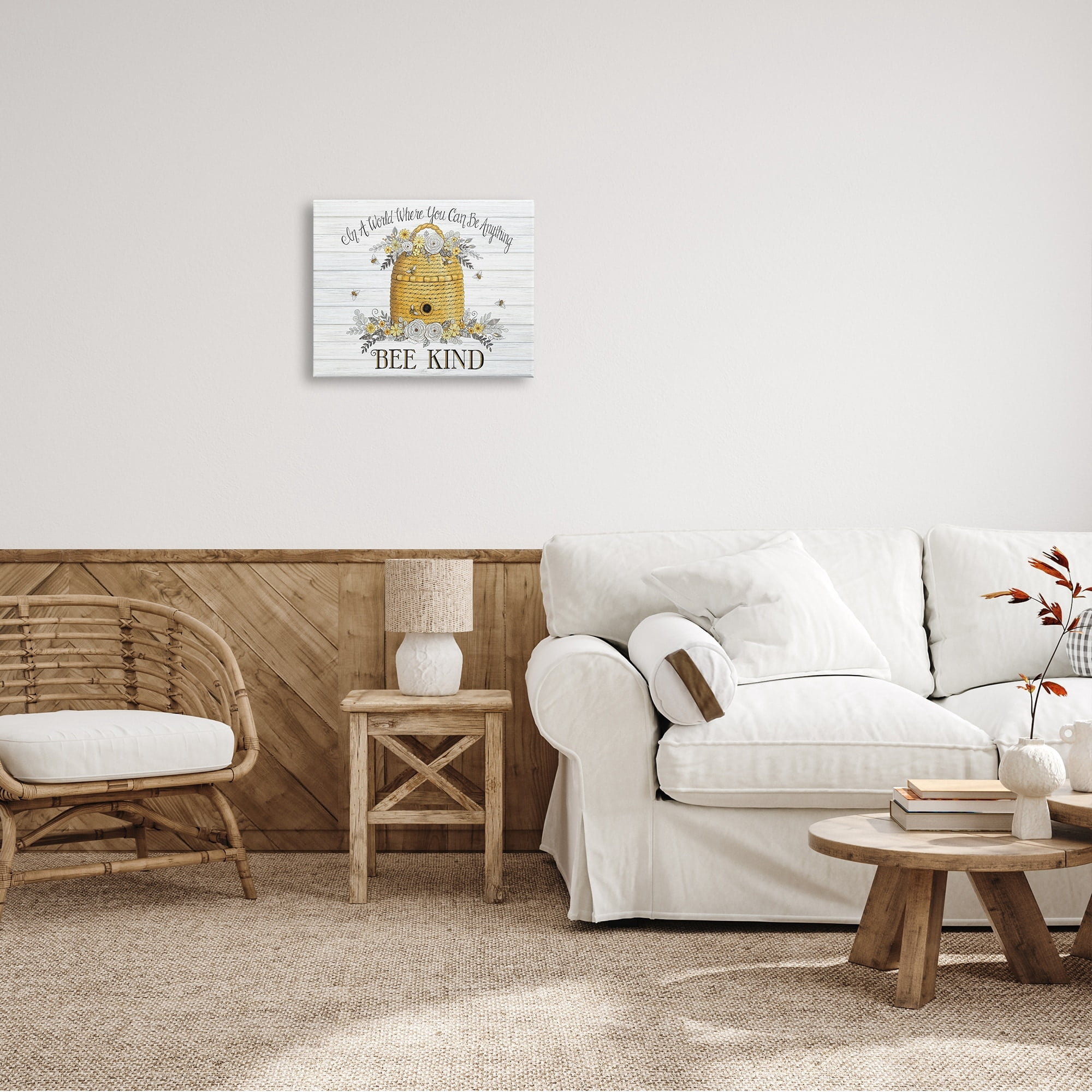 Stupell Industries In A World Bee Kind Motivational Phrase Beehive, 40 x 30,Design by Deb Strain