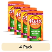 (4 pack) Metamucil Premium Blend Fiber, Sugar-Free with Stevia, Orange, 114 tsp