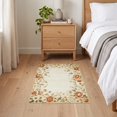 thumbnail image 3 of ODIKA 2'x3' Ultra-Soft Accent Mat, Beige Tone Vintage Traditional Distressed Border Textured None Washable, Bare feet friendly, Easy Care Indoor rug for Bedside, Footrest, 3 of 7