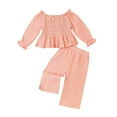 thumbnail image 2 of Fesfesfes Toddler Outfits 3T Fashion Girls Casual Solid Color Long Sleeve Tops Straight Leg Pants Set, 2 of 8