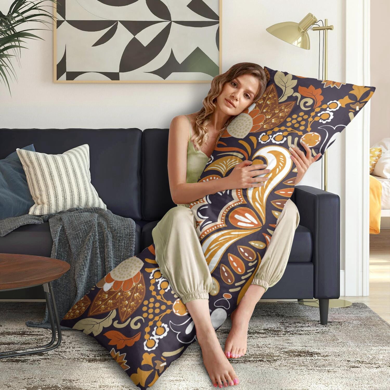 Vintage Paisley Boho Body Pillow Cover 20x54 - Retro Floral Long Pillow Case, Full Body Support for Comfortable Lounging & Sleep