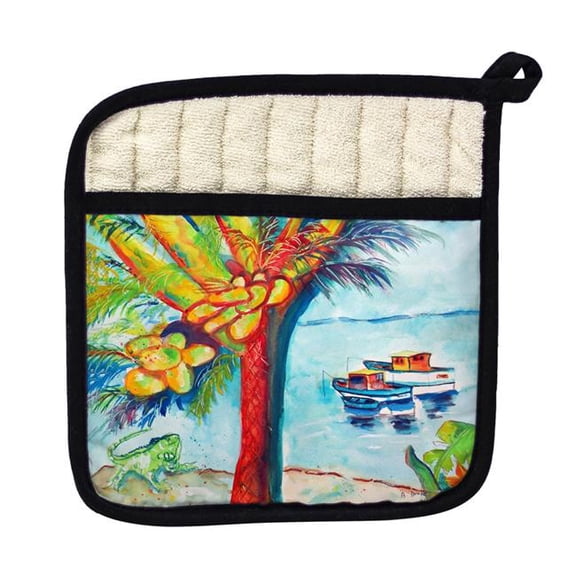 Betsy Drake PT440 Cocoa Nuts & Boats Pot Holder