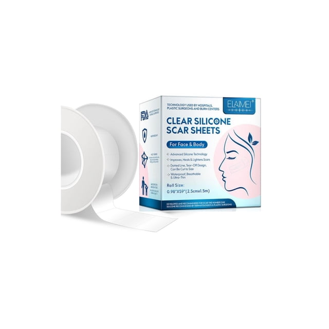 Parche de silicona para cicatrices faciales y corporales de 2,5 cm x 1,5 metros...