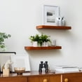 thumbnail image 5 of Marsmiles 17 inch Pine Solid Wood Floating Shelves Set of 2, Rustic Shelves for Wall Storage, Shelves for Bedroom Living Room Office, 5 of 7