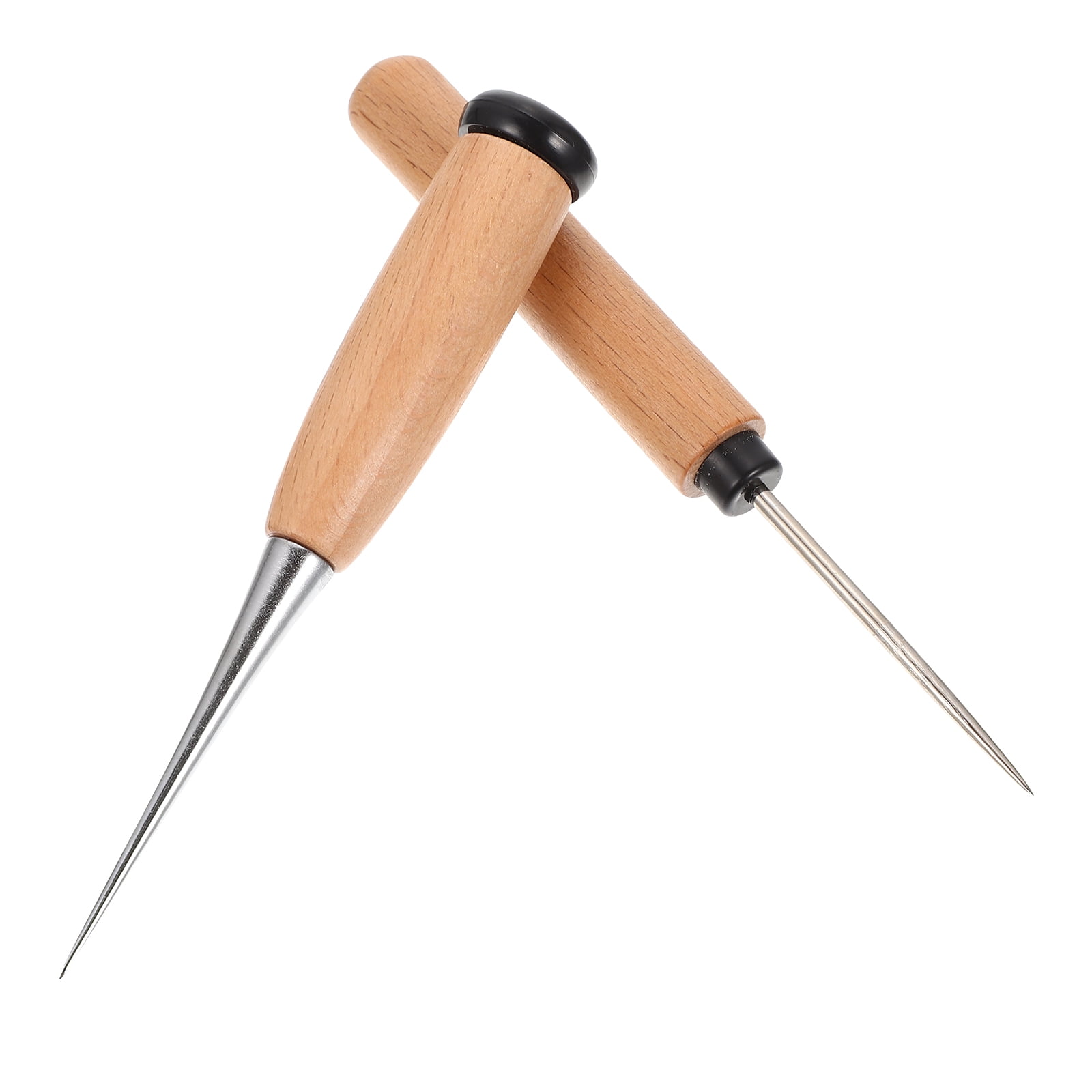 1pc Leather Craft High Quality French Steel Blade Hardwood Handle Round Awl  Tool