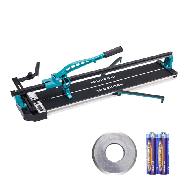 KFFKFF Hand-Operated Tile Slicer, 48-inch, Suitable for Porcelain and Ceramic Tiles, Equipped with Tungsten Carbide Cutting Disc, Infrared Alignment, Non-Slip Base, Sturdy Rails