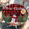 thumbnail image 2 of Red Plaid Christmas Round Tablecloth, Fitted Table Cover with Elastic for 45"-54" Round Tables, Xmas Tree Snowflake Winter Gifts Table Cloth Outdoor Indoor Dinning Party Waterproof Tablecloths, 2 of 7