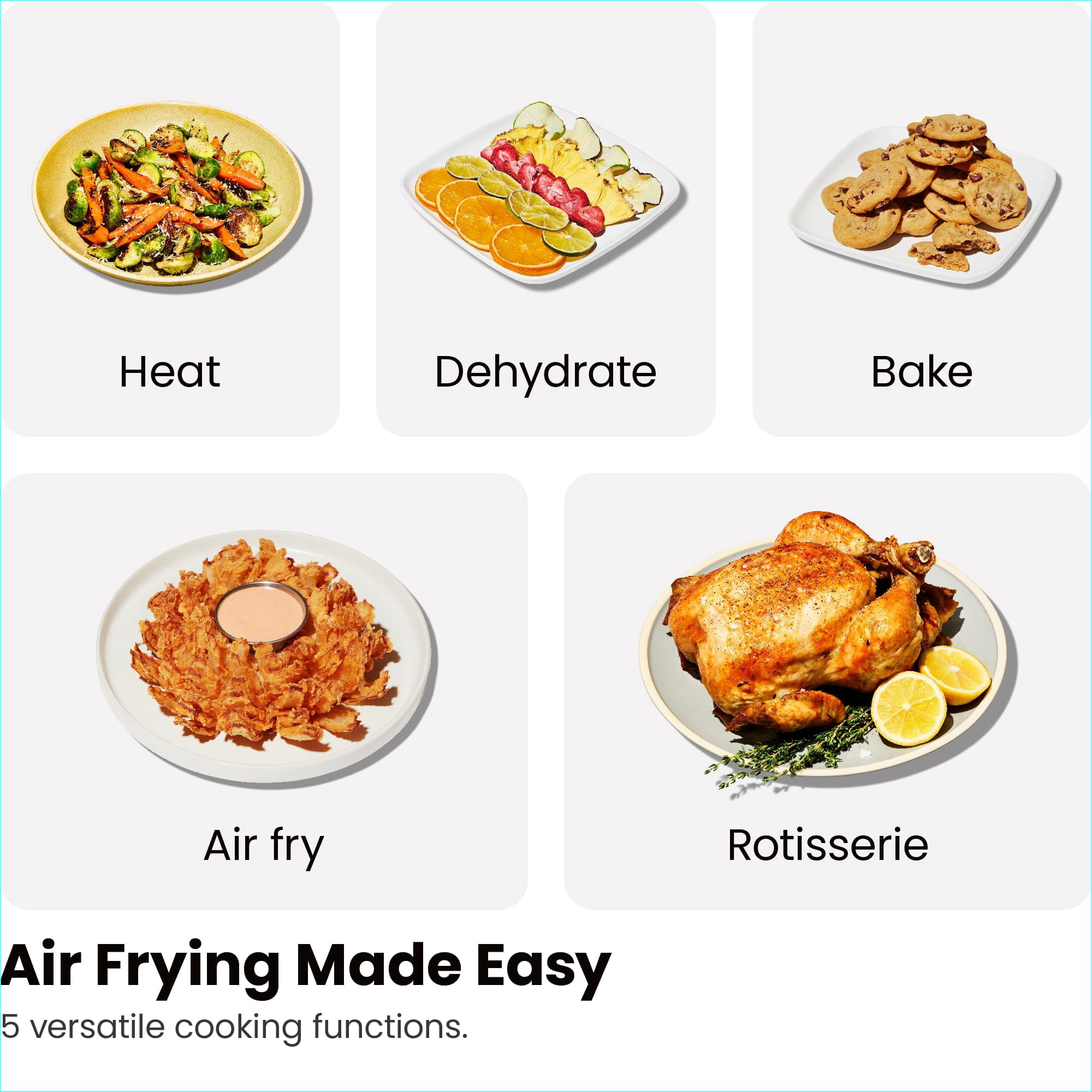 Strak Air Fryer Oven - 12-Quart 6-in-1 Rotisserie Oven and Dehydrator, 12 Presets with Digital Timer and Touchscreen, Family Size XL Airfryer Countertop Convection Oven, Dishwasher-Safe Parts, Black