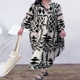 thumbnail image 4 of Women Long Dress  Long Sleeve Button-down Geometric Print Bohe Dress, 4 of 5