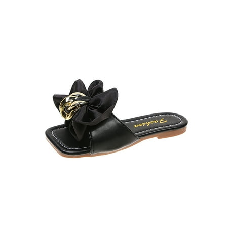 

Difumos Girl s Lightweight Fashion Slide Sandal Comfort Flat Sandals Shoes Bow-knot Non-Slip Summer Slippers