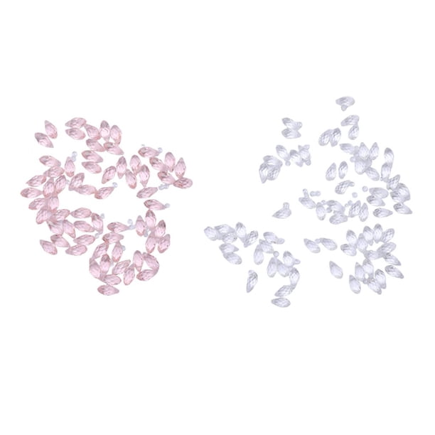 de Cristal para Espacias, de Piedras Preciosas Facetadas de Rondelle para Pulseras de Collar (100 Piezas) - Claro + Rosa, 0.8x0.6cm Soledad Granos sueltos facetados