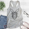 thumbnail image 2 of Hipster Rabbit Tank Top, Ladies Racerback Tank Top, Easter Tank, Rabbit Tank, Easter Bunny Tank, Silver Gray, Large, 2 of 3