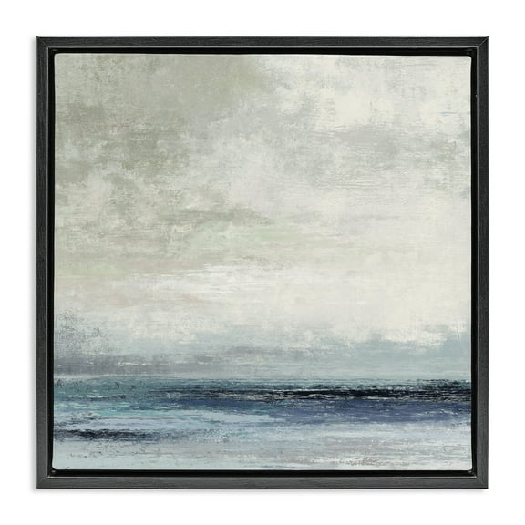 Stupell Industries Rainy Sea Shoreline Abstract Abstract Painting Black Floater Framed Canvas Art Print Wall Art, 18 x 18