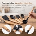 thumbnail image 3 of NULAS Kitchen Utensils Set, 37 pcs Non-Stick Silicone Cooking Kitchen Utensils Spatula Set with Holder,446℉ Heat Resistant,Wood Handle Kitchen Gadgets,Black, 3 of 7