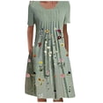 thumbnail image 2 of Robes Soleil Femmes Été Décontracté Manches Courtes Tunique Chemise Midi Robes d'Été pour Femmes Imprimé Marguerites Robe Grande Taille pour Femmes Col Robe de Collation des Grades, 2 of 5