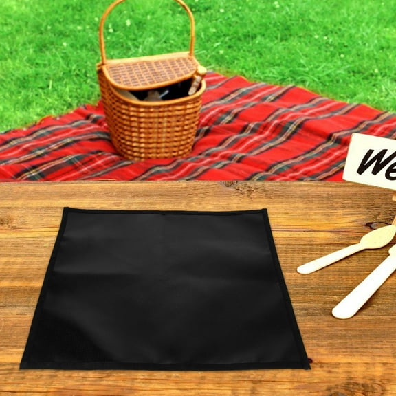 ELAYARD Black Fireproof Outdoor Grill Pad with Silicone Fiberglass Protects Decks and Lawns