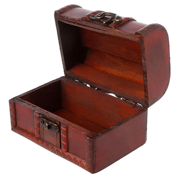 LAMIRO Small Jewelry Storage Treasure Rustic Wooden Box Case Vintage Handmade Chest Colonial Style Treasure Container