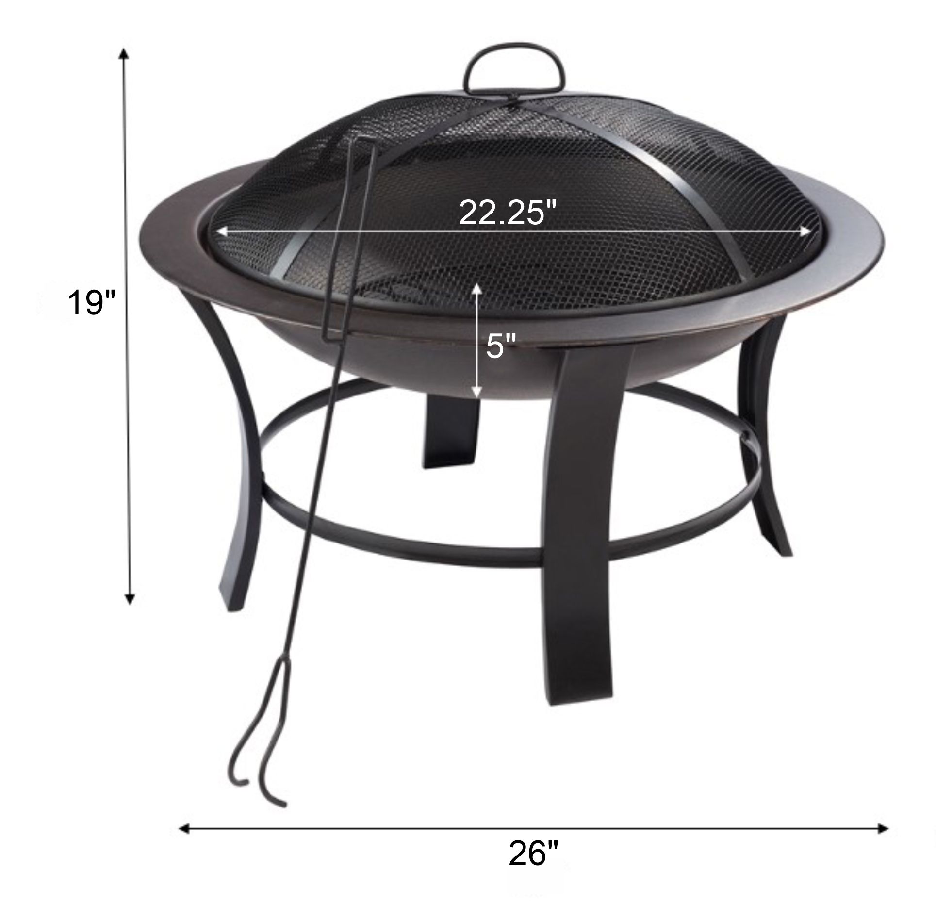 Mainstays 26" Metal Round Outdoor Wood-Burning Fire Pit - image 2 of 8