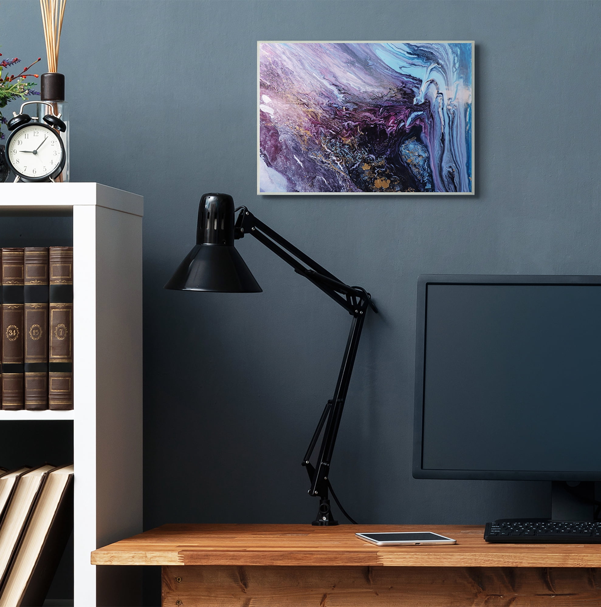 Stupell Industries Abstract Liquid Purple Blue Texture Painting Wall Plaque by Leticia Herrera, 13" x 19", Wall Plaque