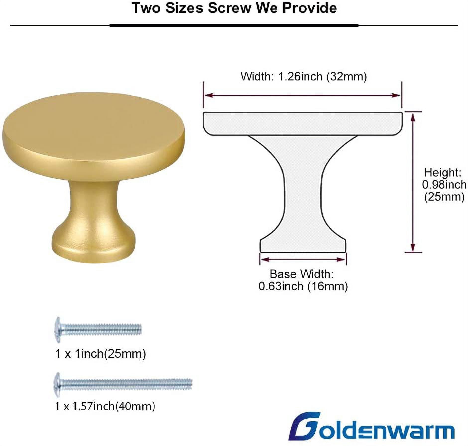 Goldenwarm Modern Cabinet Knobs Brushed Gold Knobs for Drawers Zinc Alloy Brass Round Knobs 25Pack