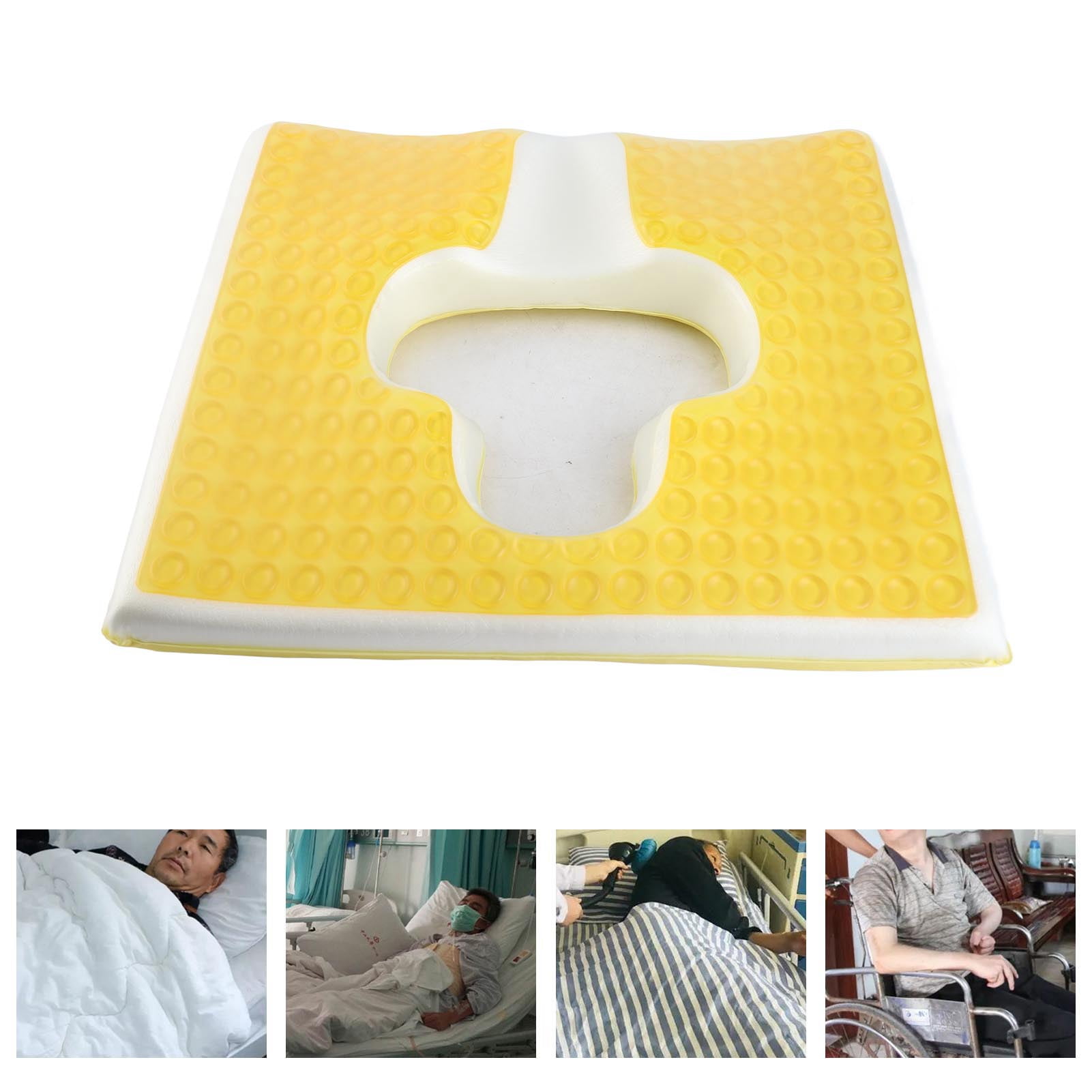 LAZIOEGR Yellow Memory Foam Sitting Pad with Gel, Triangular Slope T Shaped Nursing Cushion for Chair and Car Seat, Tailbone Relief Butt Pillow, 17.32 x 14.96 x 2.36 inches / 44 x 38 x 6 cm