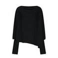 thumbnail image 5 of Aboser Batwing Long Sleeve Sweater Women Slouchy Off the Shoulder Jumper Tops Comfy Soft Cotton Knit Sweaters Loose Fit Solid Color Pullover Knitwear Black Free Size, 5 of 7