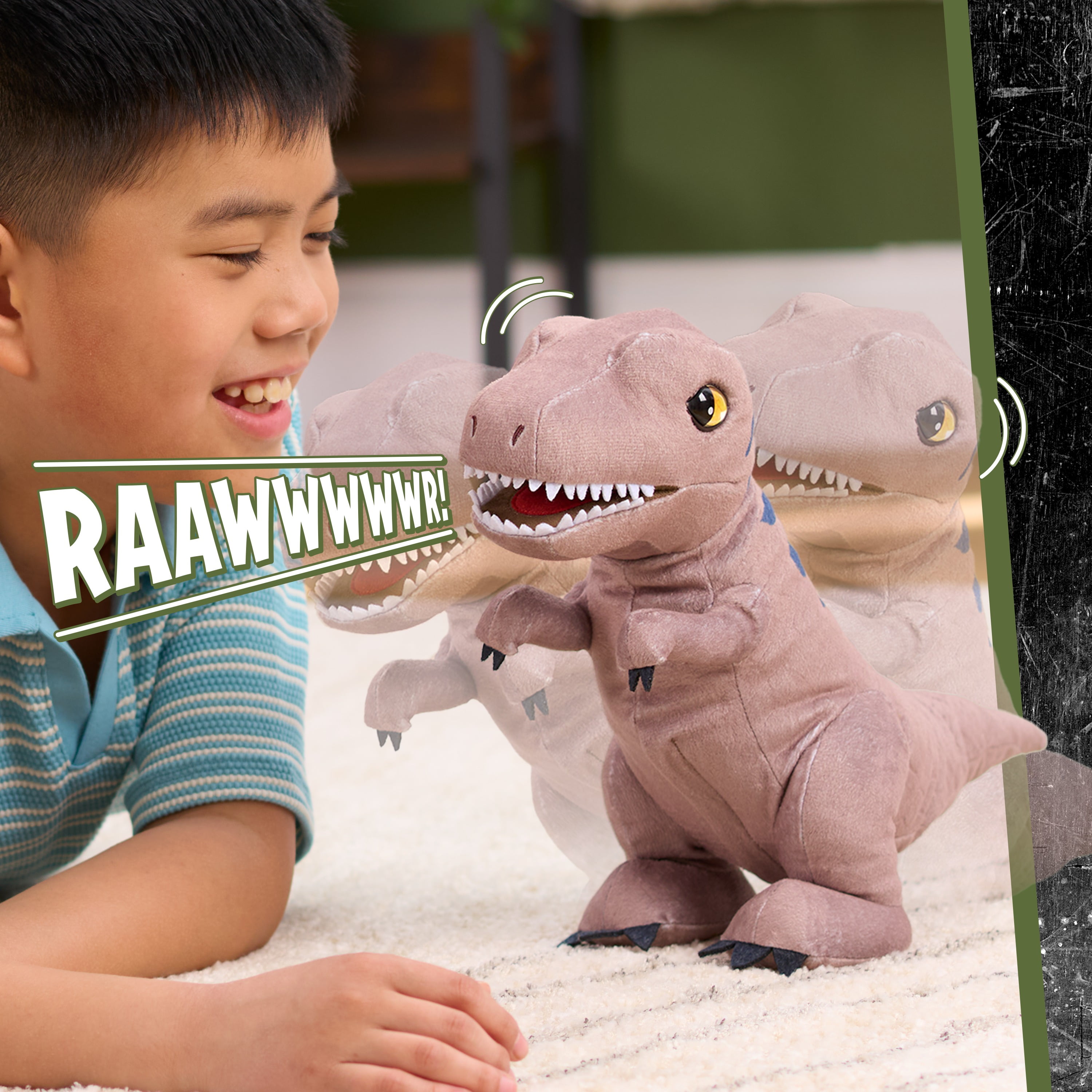 Jurassic World Rebirth Roaring T. Rex, 10.5 inch Interactive Plush Toy, Boys and Girls Ages 3 up