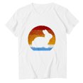 thumbnail image 4 of Camisetas de cuello redondo para mujer Camisetas con estampado de conejo de Pascua Camiseta de manga corta Blusa Tops Fridja  bn1967, 4 of 6