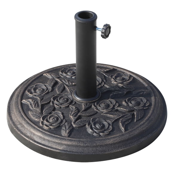 Floral Umbrella Base 18 Inch Round Bronze Parasol Stand for 1 5 to 1 89 Inch Poles Decorative Garden Patio Weight
