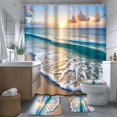 GALMAXS7 4Pcs Beach Wave Shower Curtain Sets with Rugs Sunrise Island