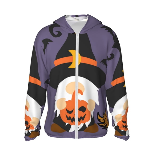 Fotbe Halloween Gnomes Chaqueta con Protección Solar UPF 50+ para Hombre y Mujer, Camisa con Capucha y Bolsillos-Small