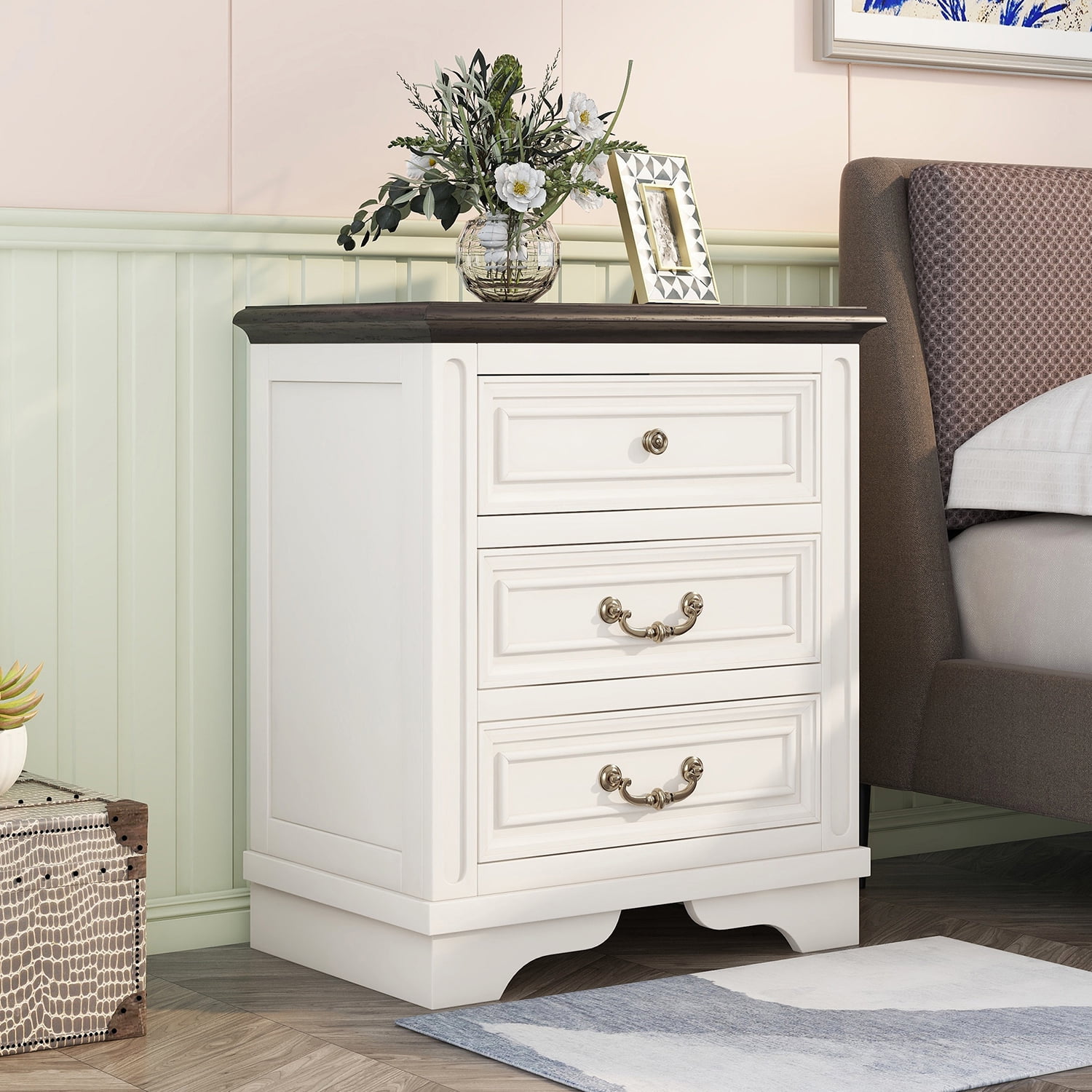 Kadyn 3 Drawers Nightstand, Bedside Table with Charging Station and USB Ports, End Table for Living Room and Bedroom, Beige Kadyn 3 Drawers Nightstand, Bedside Table with Charging Station and USB Ports, End Table for Living Room and Bedroom, Beige