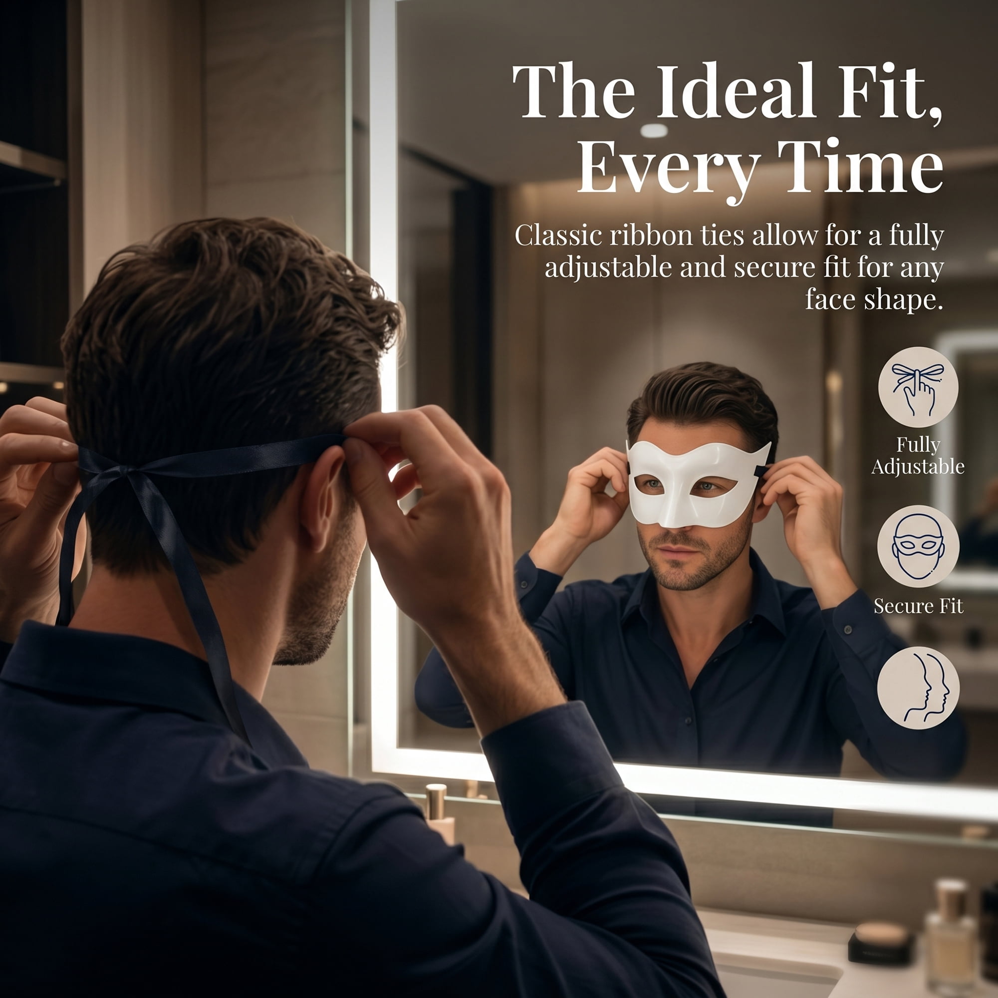 Unique Bargains 6-Pack Venetian Half Face Masks Set for Halloween Party White 7.1" x 3.1"