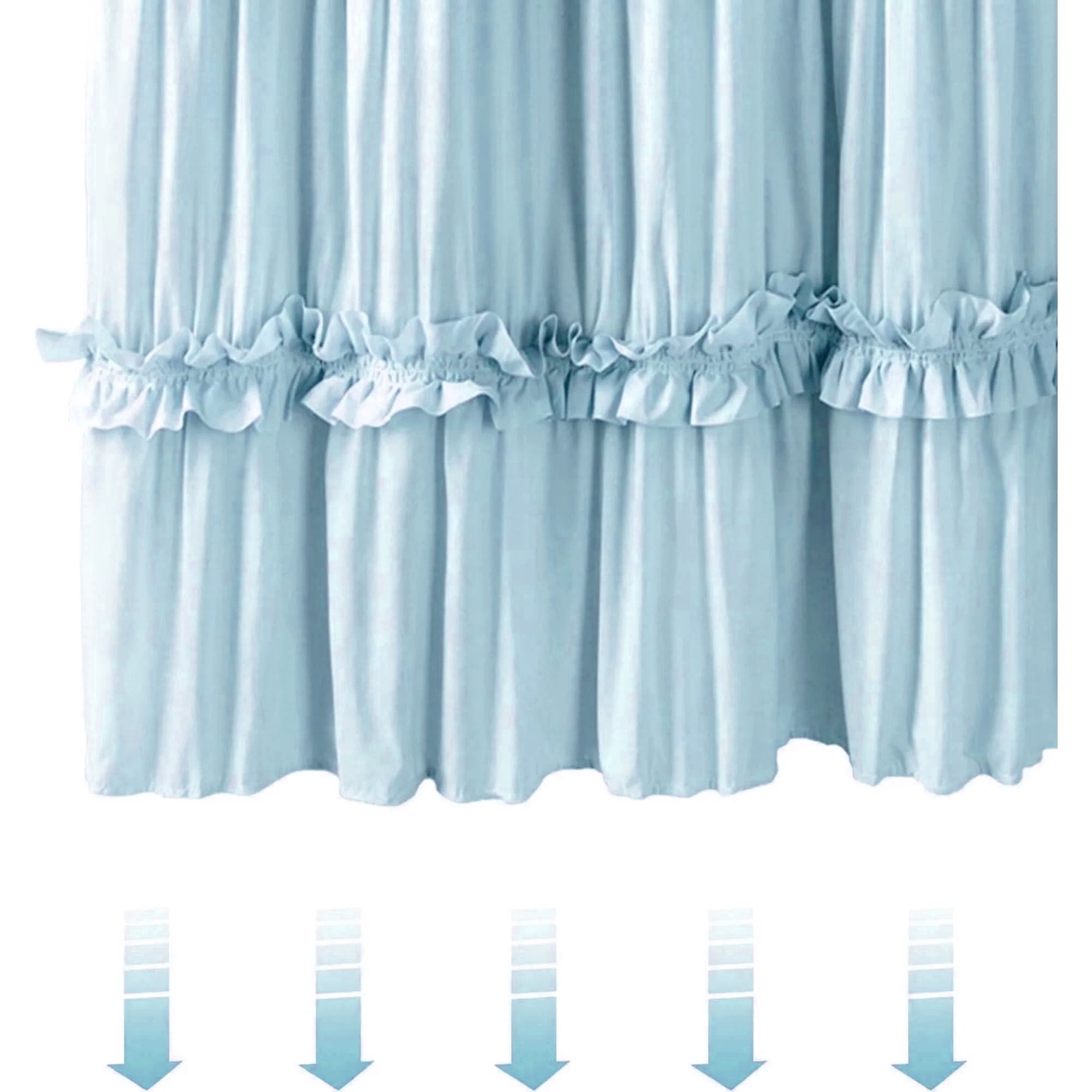 Psoiuetr Ruffle Vintage Shower Curtain Boho Farmhouse Shower Curtain for Bathroom Blue 72" L x 72" W