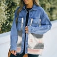 thumbnail image 5 of LYMAYTER Womens Denim Jacket Female Lapel Long Sleeve Cowboy Outwear Spring Fall Printed Long Coat S-XL, 5 of 9