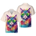 thumbnail image 3 of Hippie Maine Coon Portrait oil painting Watercolor Tie-dye Vintage Hawaiian Shirt Breathable Summer Unisex Merch Cat Lover Kitten Owner Gifts - 00015, 3 of 6