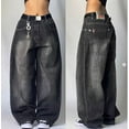 thumbnail image 1 of 2024 nueva tendencia americana Retro Hip-hop bordado patrón pantalones vaqueros holgados para hombres y mujeres Y2K Harajuku gótico pantalones anchos ropa de calle, 1 of 1
